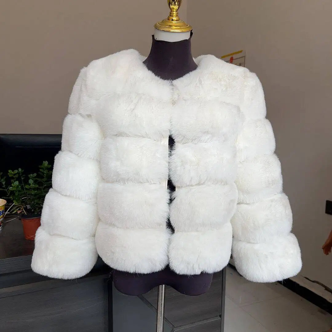 Damenmode Kunstpelzmantel superheiß Herbst Winter Damen kurze Kunstfuchsjacke flauschig hohe Qualität 7XL Damen Pelzmäntel