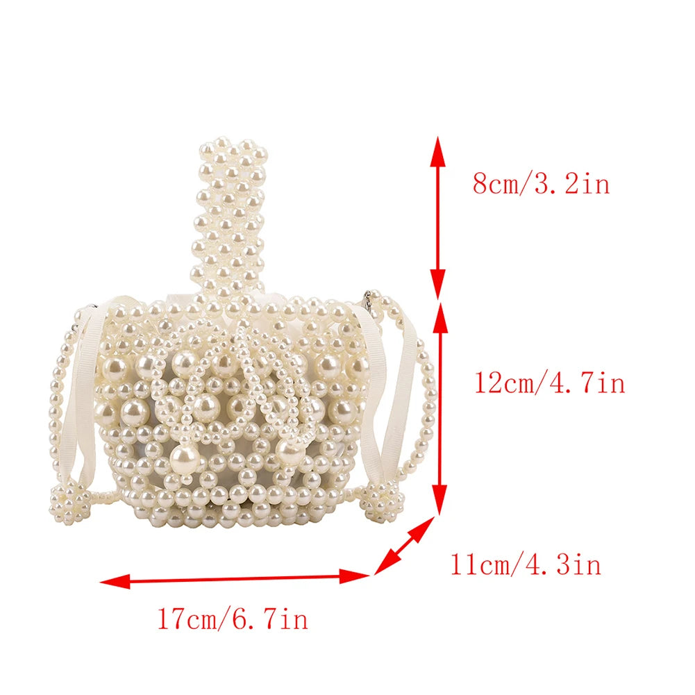 Mini Pearl Bag Luxury Women’s Handheld Bead Bag Purses Fashion Banquet Party Shoulder Bag Pearl Beaded Clutch Purse Mini Bags