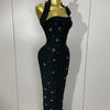 2025 Luxury Shining Diamonds Pearls Sleeveless Bodycon Bandage Long Dress Women Celebrate Evening Party Elegant Birthday Gowns