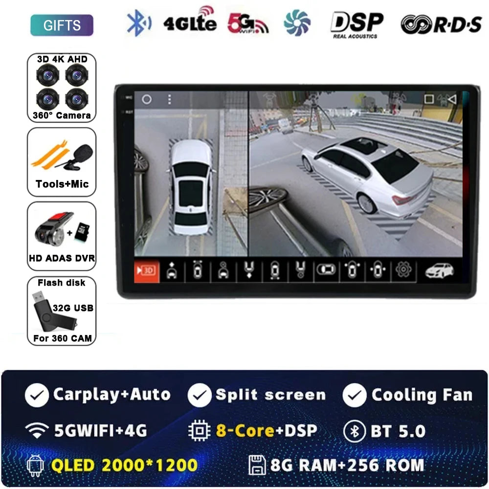 Android 14 For Audi A4 II 2 B6 III 3 B7 2000 - 2009 S4 2002 - 2008 RS4 2005 - 2009 Car Radio Multimedia Video Player Navigation