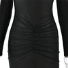 Mozision Hollow Out Long Sleeve Sexy Maxi Dress For Women Gown Autumn Winter New Metal Buckle Ruched Slit Long Dress Elegant