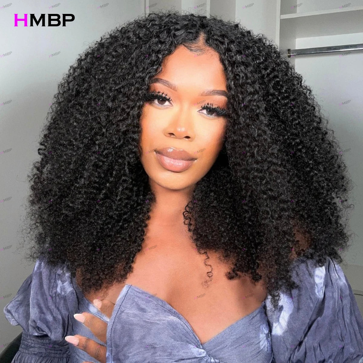 Afro Kinky Curly 500 High Density 360 HD Glueless Lace Frontal Wigs Human Hair Wear And Go PrePlucked Hair For Black Women HMBP
