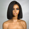 Peruvian Kinky Straight Wig Glueless Short Bob Wigs Human Hair 13X4 Yaki Straight Lace Front Wig Pre Plucked Closure Wig 180%