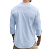 Spring and Summer Men's Shirt Cotton Linen Slim Casual Hawaii Solid Colour Basic Style Breathable Men's Versatile Tops