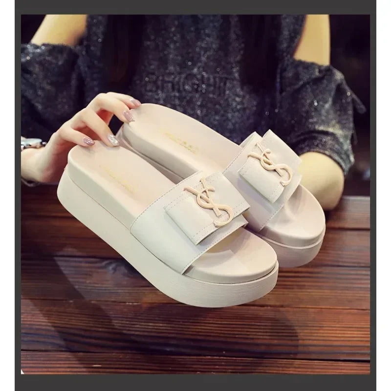 Slippers Summer Shoes Women Platform Design Slides Fashion Letters Ladies Shoes Casual Slipper Indoor Non-slip Slippers Sandals
