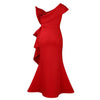Elegant Dresses for Women One Shoulder Sleeveless Ruffles Mermaid Floor Length Luxury Birthday Party Dinner Vestidos Mujer Dress