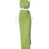 Ladies Spring 2 Pieces Sleeveless Backless Strap Spit Crop Top Side Slit Slim Fit Maxi Skirt Set Women Evening Party Clubwear
