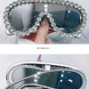 Oversized Punk Rhinestones Sunglasses Women 2024 Luxury Brand One-Piece Y2K Sports Sun Glasses for Lady Steampunk Eyewear UV400