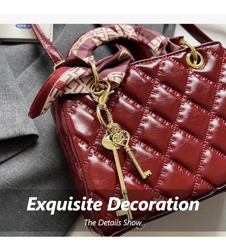 Small And Niche High-End Lurxury Handbag For Women 2024 Fashionable New Diamond Grid Handbag, Single Shoulder Crossbody Bag