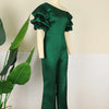 Jumpsuits Women One Piece Party Slim Fit Sexy Oblique Shoulder Wide Leg Long Pants Overalls Elegant Splice Rompers Evening