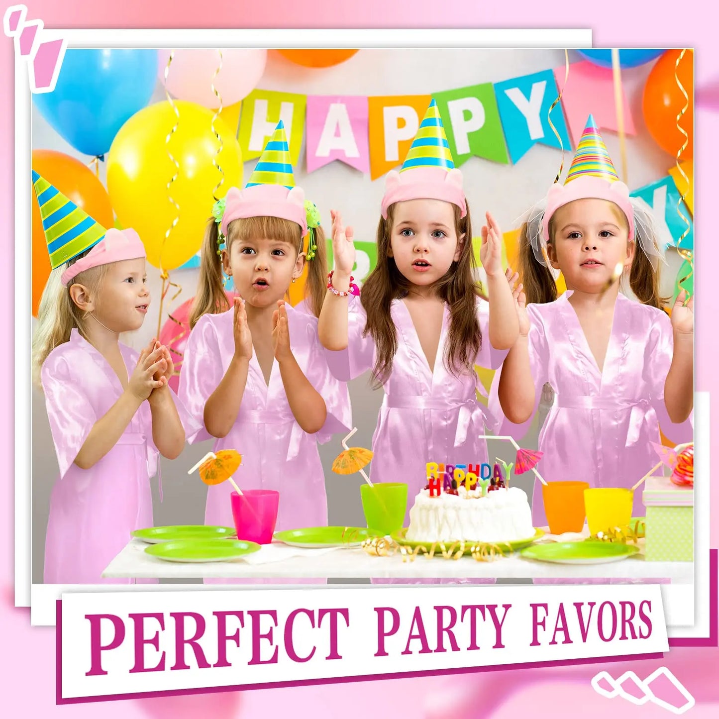 10/12/15/18 Sets Spa Party Favors Robe for Girls Kids Birthday Kimono Robe Satin Robe for Slumber Party DIY Birthday Squad Robes