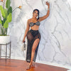High Waist 2 Piece Bikini Set With Cover Up 2022 Swimsuit Women Print Sleeveless Bathing Suit Beachwear Swimming Biquini New