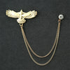 Fashion Gentleman Tassel Brooch For Men Suit Shirt Collar Triangle Wings Chain Lapel Pin Metal Retro Wedding Accessories