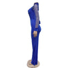 Fashion Women's Clothing Hollow Long-sleeved Loose Wide Leg Jumpsuits Overall Pants Solid Color Sexy Lace