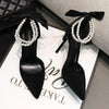 Comemore 2024 Summer  Bow Black High Heel Sandals Lace-up Solid Ladies Shoes Fashion Thin Heels Buckle Women's Sandals banquet