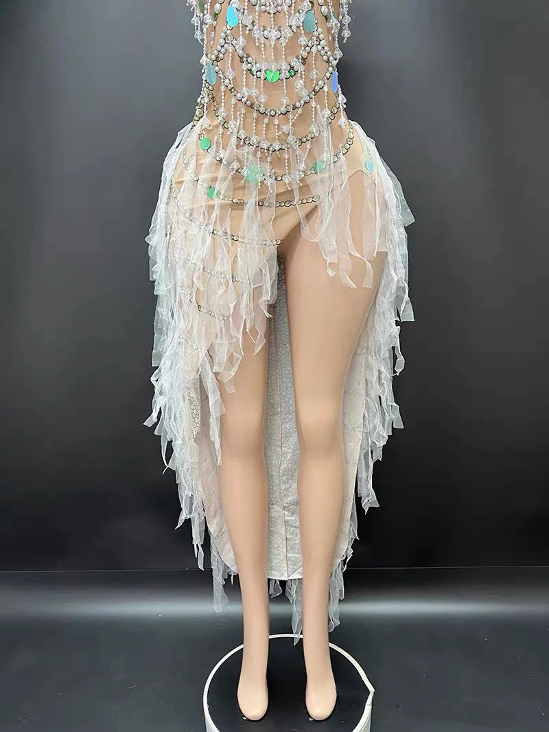 New sexy side slit dance performance costume, birthday party, socialite live house outfit