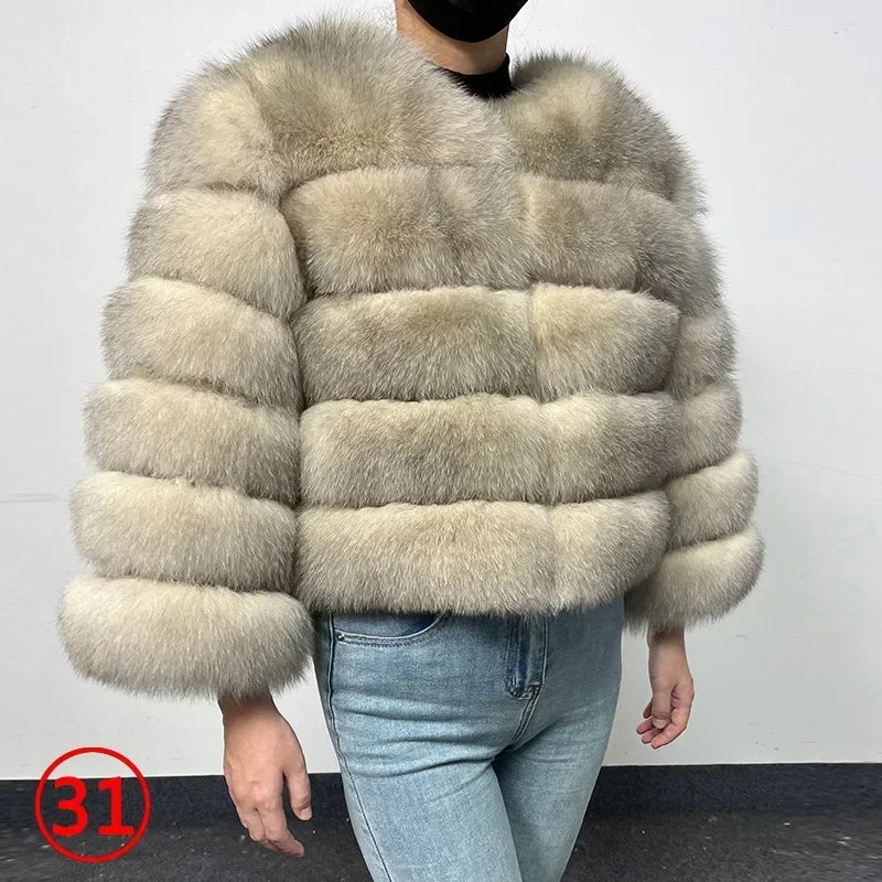 Maomaokong 2025 Natural Real Fox Fur Coat Women Winter Warm Luxury Fur Jacket Detachable Long Sleeves Female Vest Furry Coats