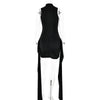 Mozision Turtleneck Sleeveless Sexy Mini Dress For Women Fashion Irregular Ruched Tank Dress Femme Elegant Club Party Dress