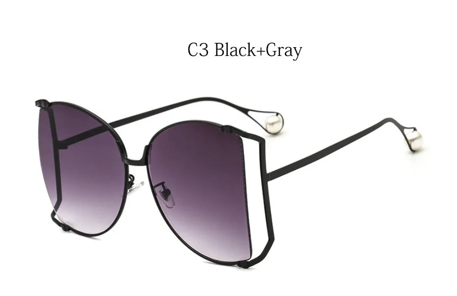 2024 Half Frame Brand Designer Glasses Women Square Pearl Famous Sunglasses Female Fashion Oversized Clear Pink Eyewear Ladies
