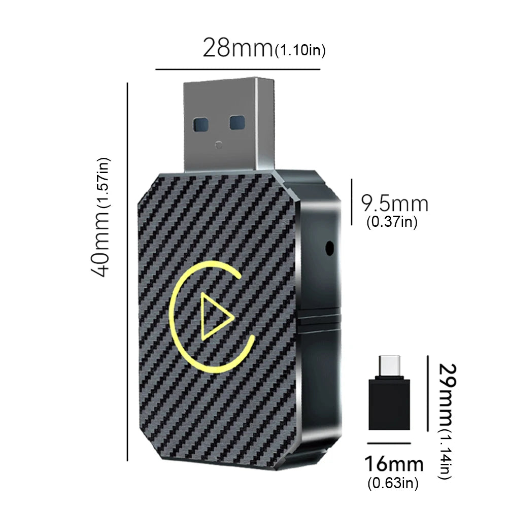USB Car Dongle Plug&Play Wireless Carplay Android Auto Adapter 2 in 1 Mini Box BT WiFi for OEM Wired CarPlay/Andriod Auto Cars
