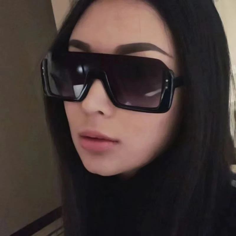 New style men's and women's sunglasses Fashion multi-color large frame square round face retro integrated glasses