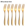 6/16/20/24Pcs Gold Tableware Stainless Steel 304 Cutlery Set Western Dinner Set Mirror Knife Fork Spoon Smooth Handle Flatware