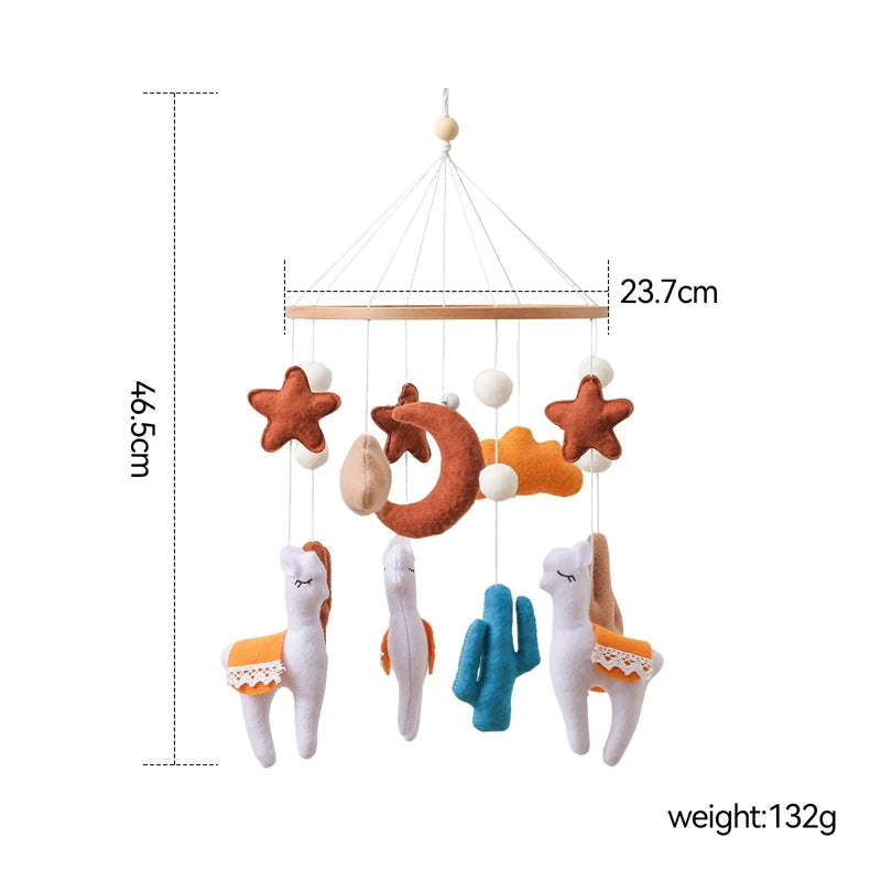 Baby Crib Mobile Rattle Toy 0-12Months Infant Soft Felt Teddy Velvet Pink Bear Bed Bell Hanging Toy Holder Bracket Crib Girl Toy