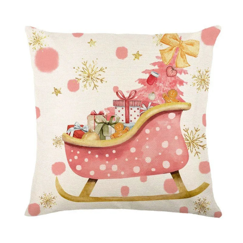 Linen Christmas Pillow Cover Snowman Elk Pillow Case 2024 Christmas Decoration for Home New Year Sofa Car Cushion Cover 45x45cm