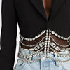 TWOTWINSTYLE Solid Casual Patchwork Diamonds Chain Slim Blazer For Women Notched Collar Long Sleeve Temperament Blazers Female