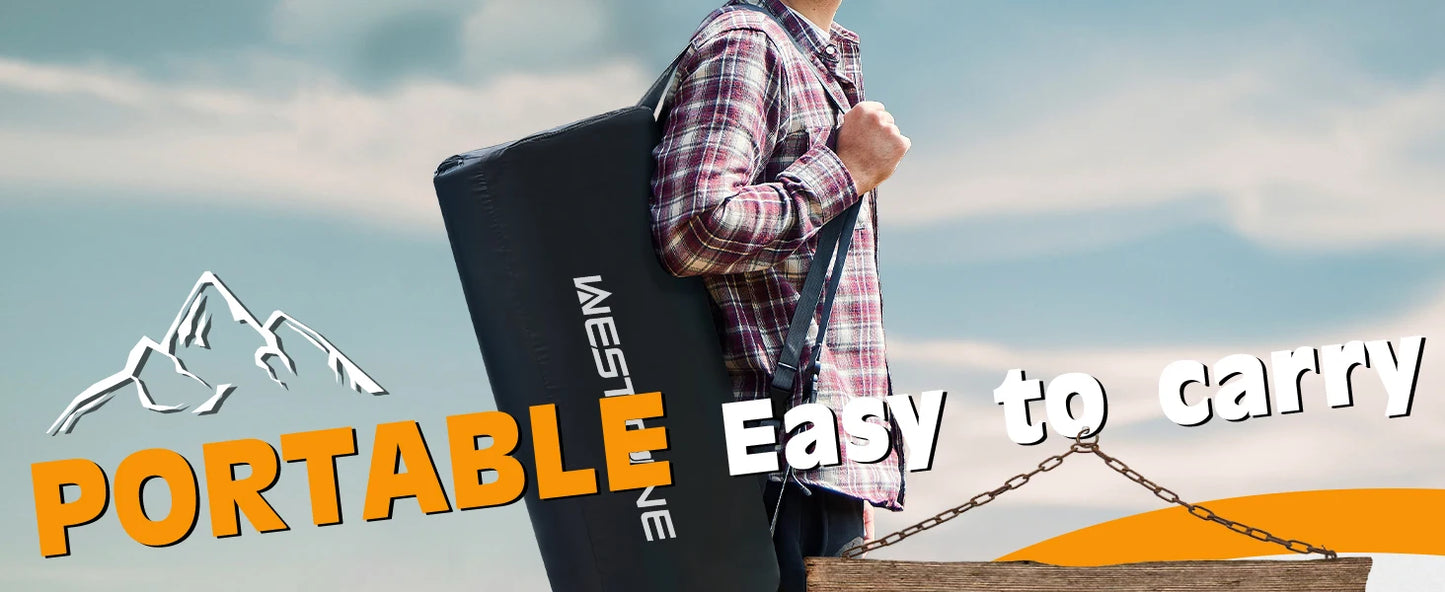WESTTUNE Memory Foam Mattress CertiPUR-US Portable Roll Up Cot Bed for Home Camping Sleeping Pad Car Mat with Travel Bag