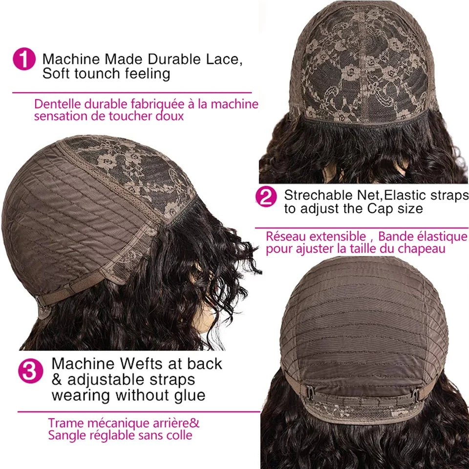 Ombre Brown Short Afro Kinky Curly Bob Wigs For Women Brazilian Human Hair Wigs Highlight Human Hair Wig With Bangs 180% Density