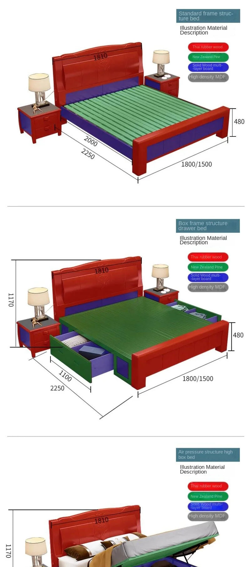 European Luxury Soft Bedroom Set Modern High End Storage Queen Bedroom Set Wood Cool Apartment Meuble De Chambre Furniture