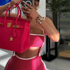 Weird Puss Summer Trend 2 Piece Set Women White Edging Strapless Tops+Shoulder Straps Dress Stretch Matching Streetwear Outfits