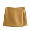 Willshela Women Fashion Solid Asymmetrical Side Zipper Skirts Shorts Vintage High Waist Female Chic Lady Shorts