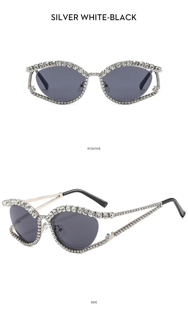 XJiea 2024 Designer Rhinestone Sunglasses For Women Luxury Brand Fashion Steampunk Men Eyeglasses Party Beach Shades Accessory