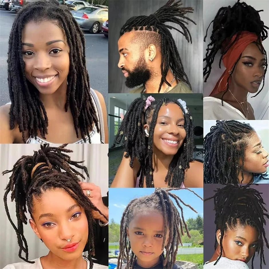 Dreadlock Extension Human Hair 0.6cm Thickness 8 Inch Full Handmade Permanent Locs Can Be Dyed and Bleached for Women Men
