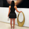 Women's Sleeveless Side Striped Stretch Pleated Mini Dress for 2025 Summer Sexy Casual Short Dresses Sports Streetwear Clothing