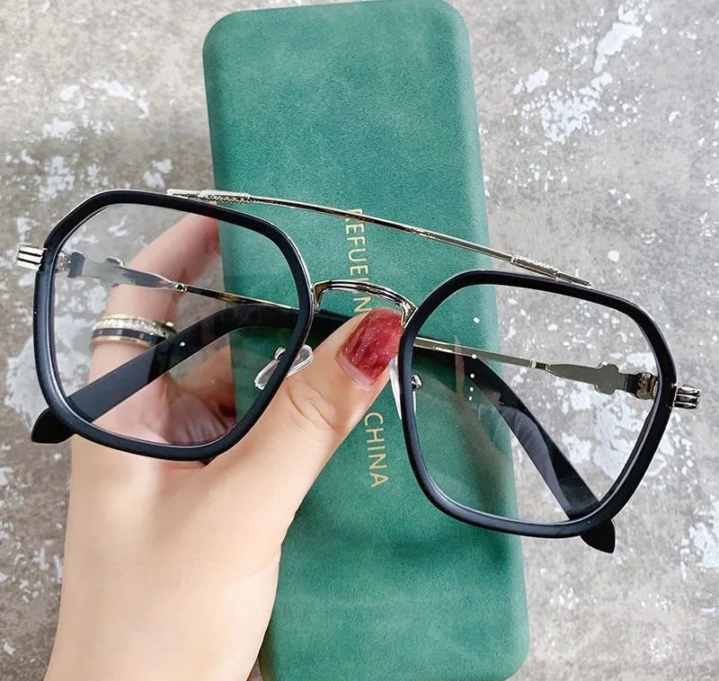 -1 -1.5-2-2.5-3 Double Beam Square Myopia Glasses  Men Women Retro  Anti Blue Ligh Nearsighted Prescription  Computer Eyeglasses