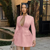 Sexy Fitted V-Neck Long-Sleeve Dress Elegant Solid Color High-Waist Pencil Skirt New Stylish Autumn/Winter Women's Banquet Dress