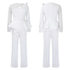 Luxury Jumpsuits & Rompers for Women Round Neck Beaded Transparent Sleeve High Waisted Elegant Female Birthday Party Overalls