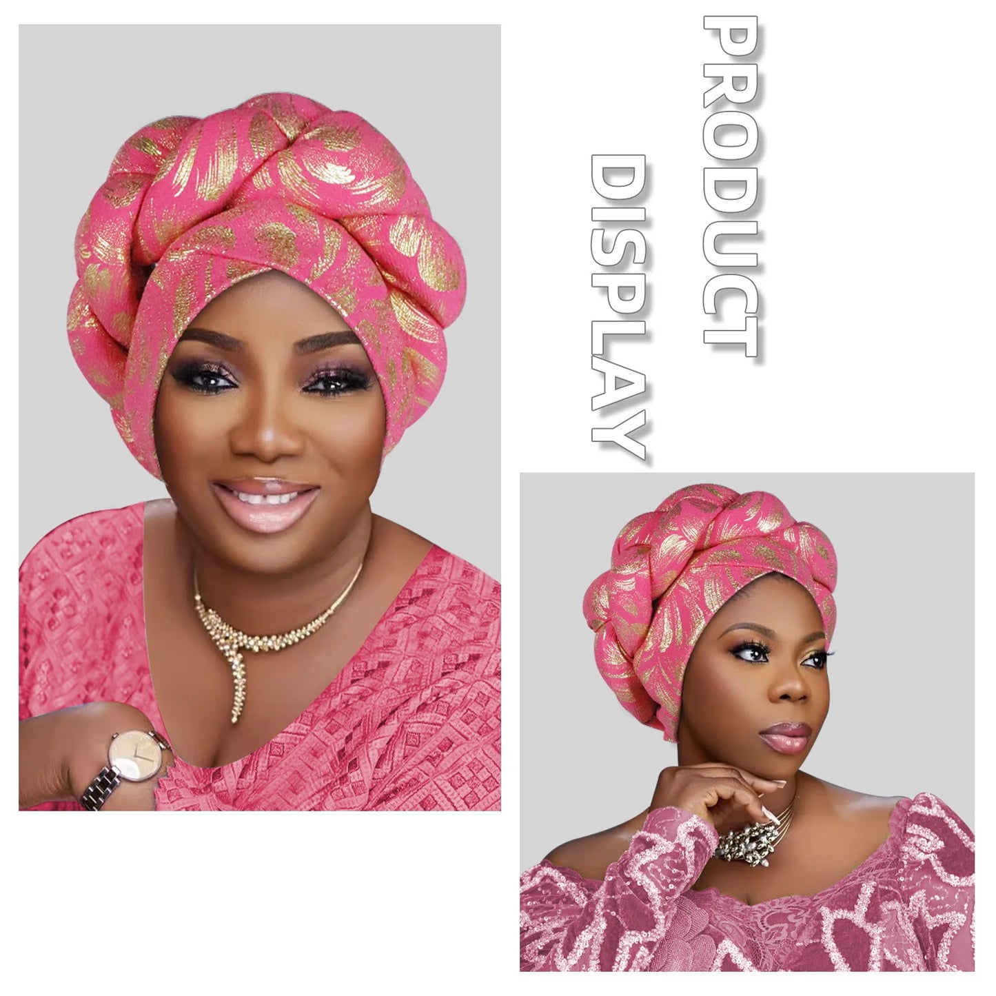 Gold Stamping Fabric Turban Cap for Women Braids Headwrap Bonnet Lady Head Cover Muslim Hat African Female Headgear