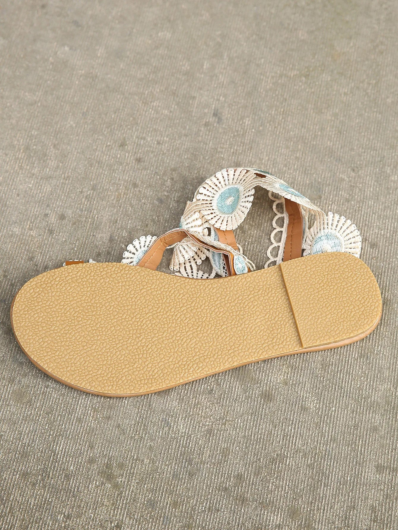 Sandals Women's Floral Pattern Hollow Out Toe Post Lace Flower Sandals Roman Style Open Toe Flat Shoes Women's Sandals