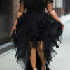 Women Plus Size Lace Patchwork Dress Short Sleeve Irregular Hem Elegant Sheer See Through Party Cocktail Evening Long Dresses