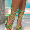 Summer Luxury Rhinestones Butterfly Decoration Women Gladiator Sandals Fashion Stiletto High heels Crystal Banquet Sandals Shoes