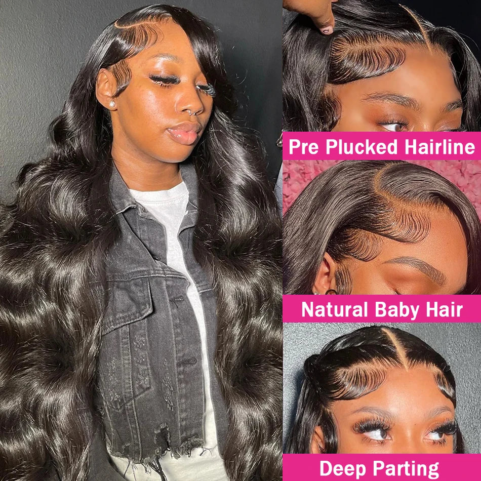 Transparent 13x4 13x6 Body Wave Lace Front Wig Human Hair PrePlucked Brazilian Human Hair Lace Frontal Wigs For Women Bling Hair