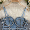Streetwear Diamonds Denim Vest Female Bra Sleeveless Backless Sexy Summer Tank Tops For Women Camisole y2k Crop Top 2025