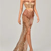 Mozision Leopard Print Lace Split Sexy Maxi Dress Women Gown Elegant Patchwork Chiffon Sleeveless Backless Beach Evening Dress