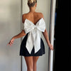 Women Sexy Backless Short Dress Fashion Sleeveless Big Bow Mini  Dress Lady Evening Party Dress 2025 Summer New Women's Clothing