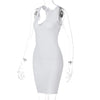 Sexy Deep U Neck Wrap Chest Slim Bodycon Dress Women Sleeveless Solid Color Skinny Dress Elegant Club Party Vestidos
