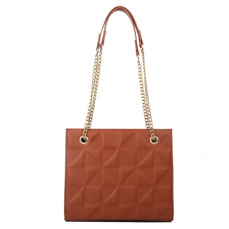 Ladies Fashion Large Capacity Chain Bag Retro Square Tote Bag Diamond Texture Shoulder Crossbody Daily Hundred Underarm Handbag
